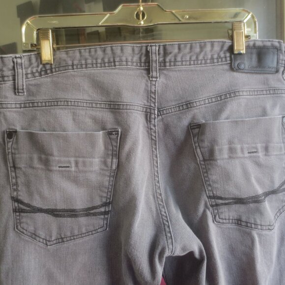 Calvin Klein Button Down Fly Grey Straight Legs Denim Jeans - Size 34 x 30 Men's - Picture 11 of 16